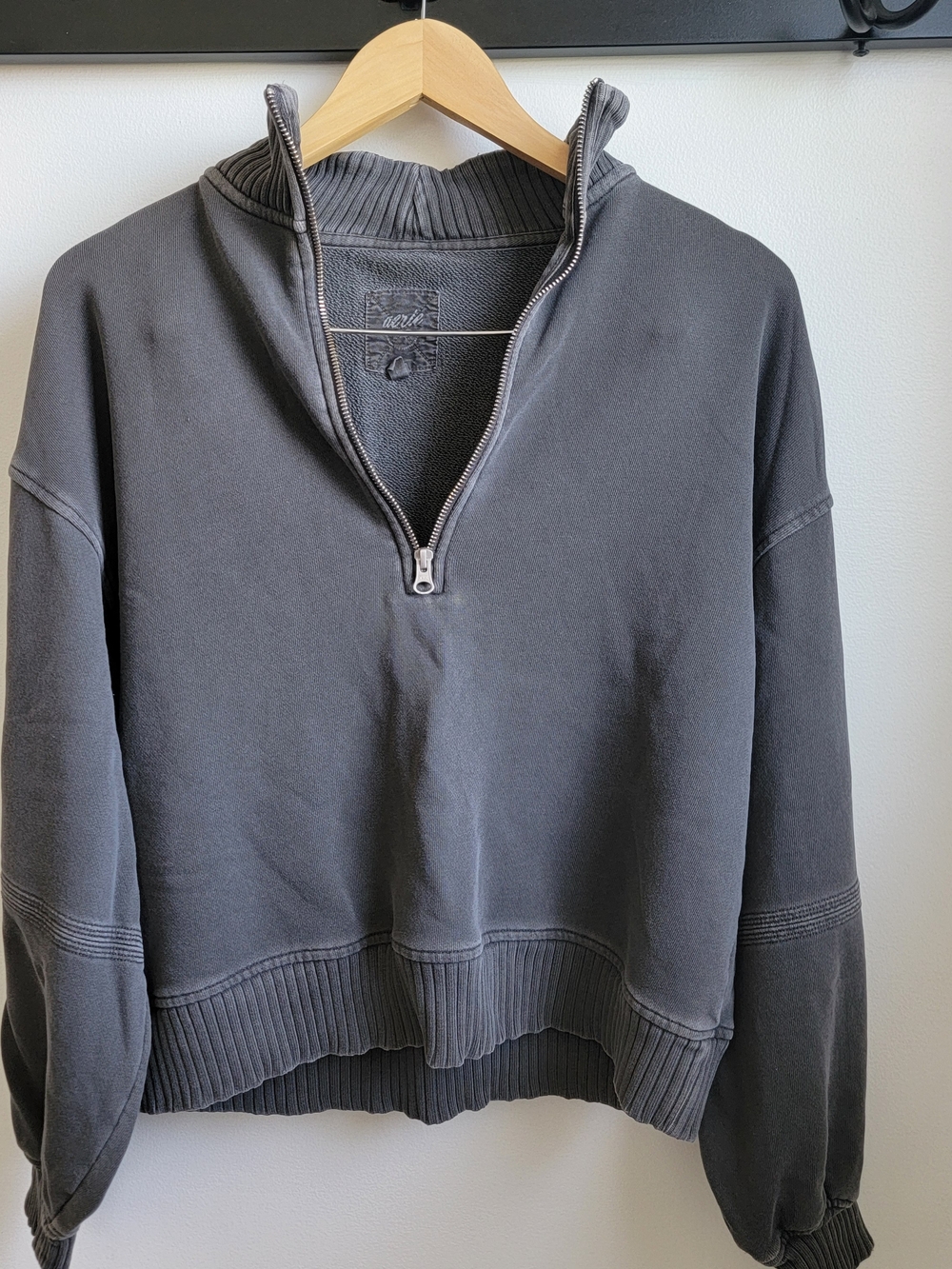 Aerie Relaxed Charcoal Half‑Zip Sweatshirt Sweather